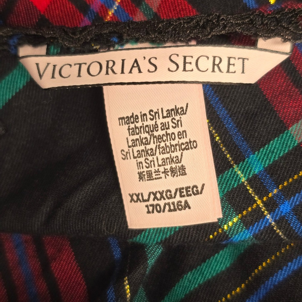 Victorias Secret Slip Dress Womens XXL Black Pink Plaid Lace Trim Nightie Grunge - Picture 6 of 15